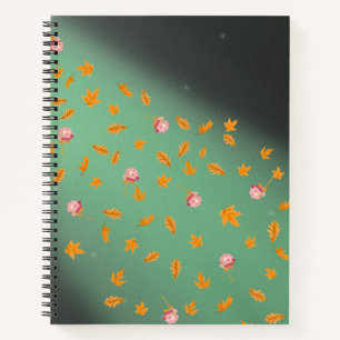 Abstract moonlight autumn leaves roses  notebook
