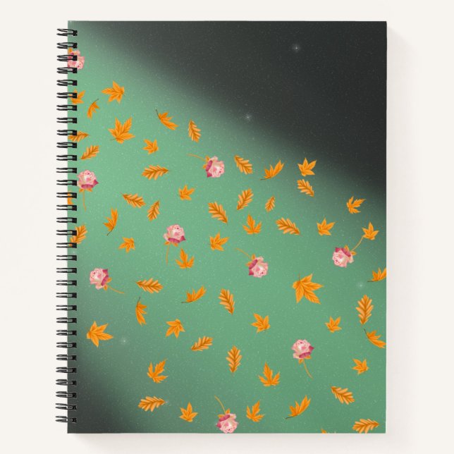 Abstract moonlight autumn leaves roses  notebook (Front)