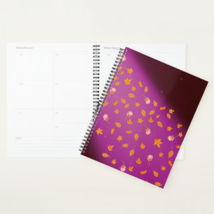 Abstract moonlight autumn leaves roses planner