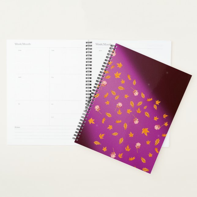 Abstract moonlight autumn leaves roses  planner (Display)