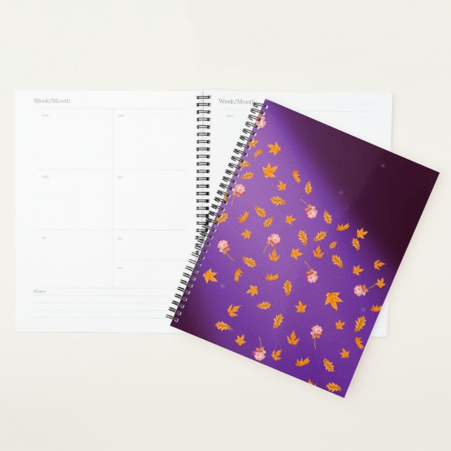 Abstract moonlight autumn leaves roses  planner (Display)