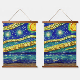 Abstract Moonlight Sky Beach Hanging Tapestry