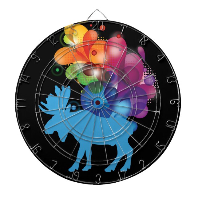 Abstract Moose Metal Cage Dartboard (Front)