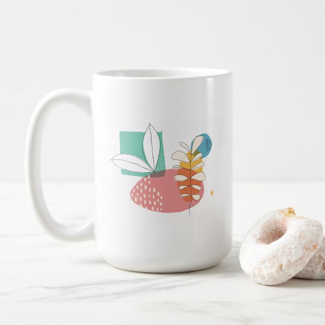 Abstract Morning; Digital Art Coffee Mug (With Donut)