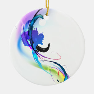 Abstract Morning Glory Paint Splatters Ceramic Tree Decoration