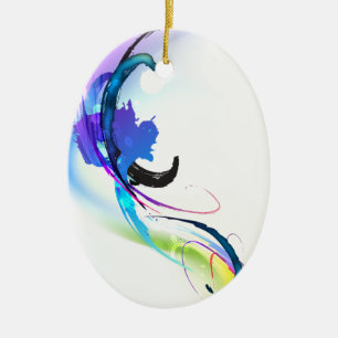 Abstract Morning Glory Paint Splatters Ceramic Tree Decoration