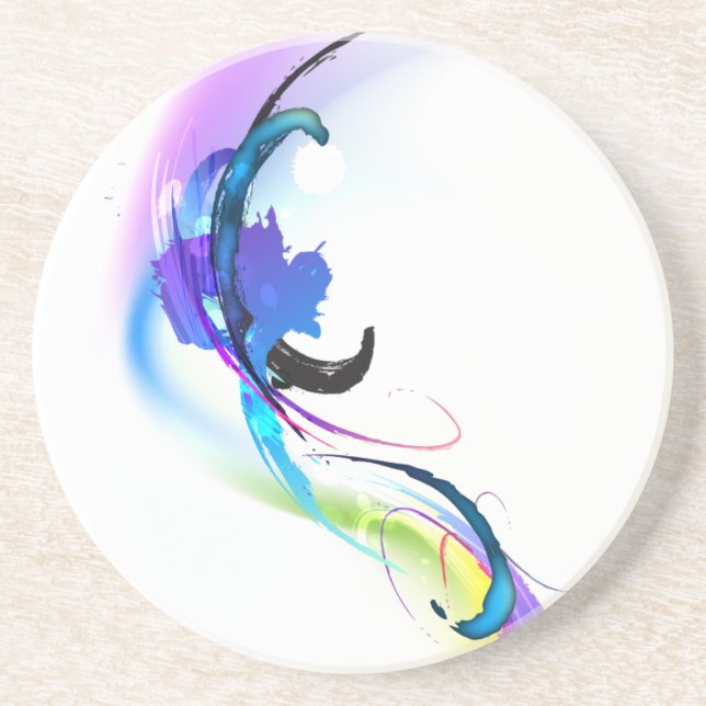 Abstract Morning Glory Paint Splatters Coaster (Front)