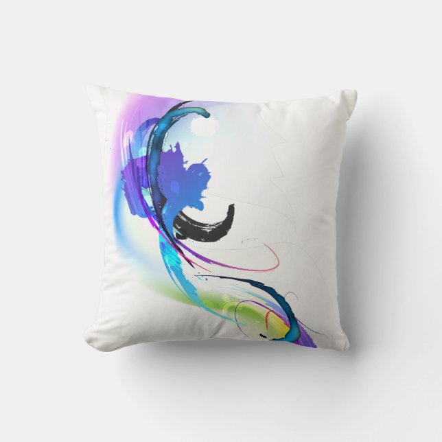 Abstract Morning Glory Paint Splatters Cushion (Front)