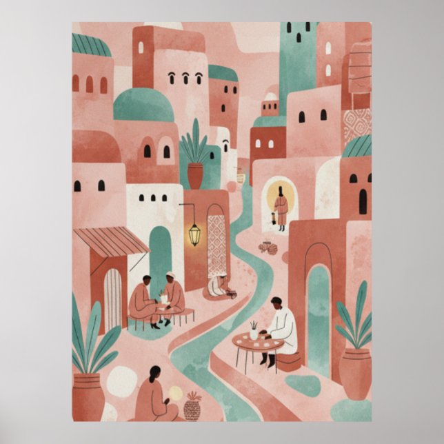 Abstract Moroccan Market Vibe Poster (Front)