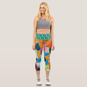 Abstract Mosaic Capri Leggings
