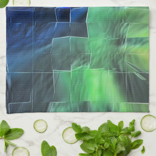 Abstract mosaic drawing lightly carved and satin tea towel