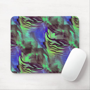 Abstract mosaic drawing of rustic green and blue mouse pad