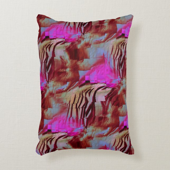Abstract mosaic drawing of rustic pink and rusty decorative cushion (Front(Vertical))