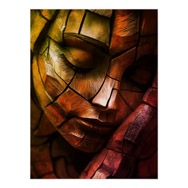 Abstract Mosaic Feminine Face Wall Art – Textured  (Front)
