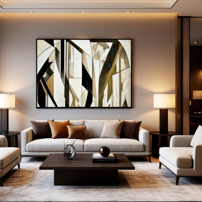 Abstract Mosaic Gold and Neutral Canvas Print (Creator Uploaded)