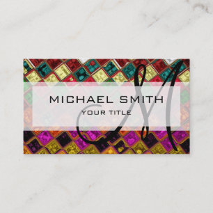 Abstract Mosaic Pattern Custom Monogram #20 Business Card
