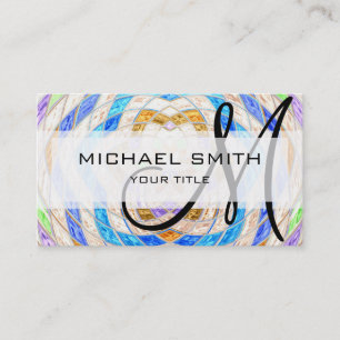 Abstract Mosaic Pattern Custom Monogram #7 Business Card