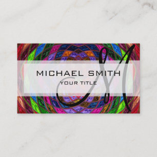 Abstract Mosaic Pattern Custom Monogram #9 Business Card