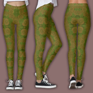 Abstract Mosaic Pattern   Earthy Forest Mandala Leggings