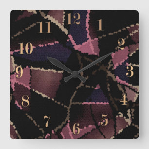 Abstract mosaic pattern square wall clock