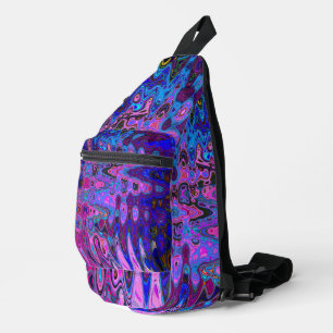 Abstract Mosaic Pink and Blue Wavy Retro Sling Bag