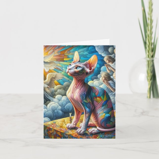 Abstract Mosaic Sphynx Cat Greeting  Card (Front)