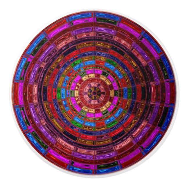 Abstract Mosaic Stained Glass #10 Ceramic Knob (Front)