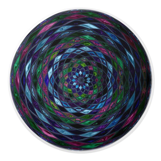 Abstract Mosaic Stained Glass #11 Ceramic Knob (Front)