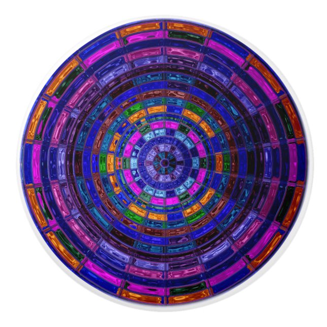 Abstract Mosaic Stained Glass #9 Ceramic Knob (Front)