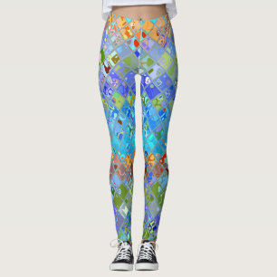 Abstract Mosaic Stained Glass Pattern Leggings