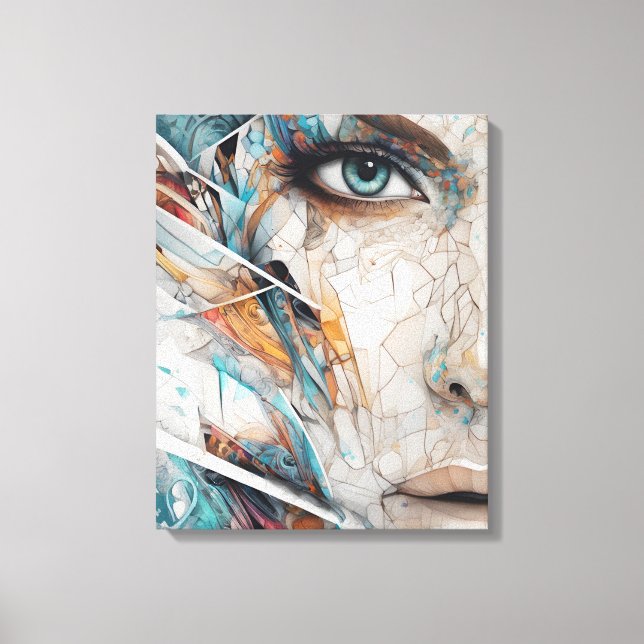 Abstract mosaic woman face panel canvas print (Front)