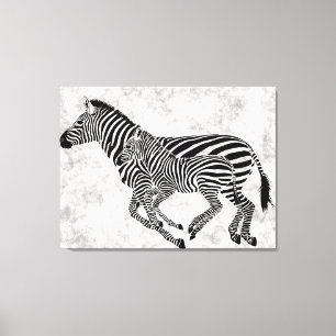 Abstract  Mother and Child Zebras Canvas Print