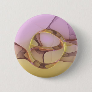 Abstract Motions Modern Pink Golden Fractal Art 6 Cm Round Badge