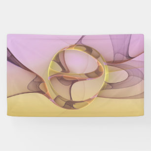 Abstract Motions Modern Pink Golden Fractal Art Banner