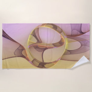 Abstract Motions Modern Pink Golden Fractal Art Beach Towel