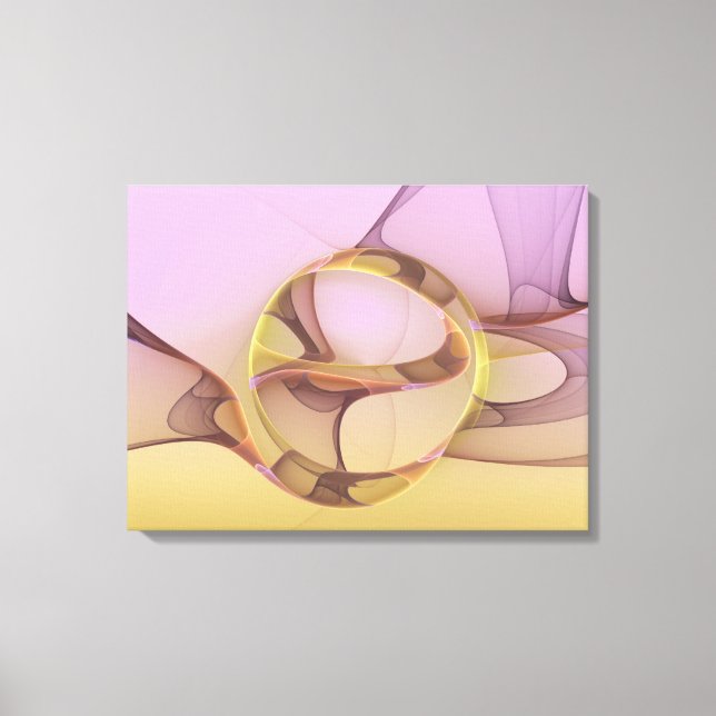 Abstract Motions Modern Pink Golden Fractal Art Canvas Print (Front)