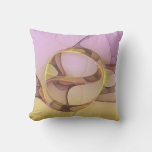 Abstract Motions Modern Pink Golden Fractal Art Cushion