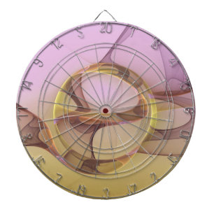 Abstract Motions Modern Pink Golden Fractal Art Dartboard