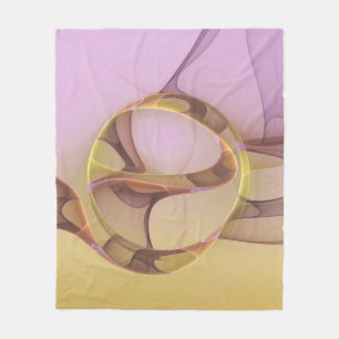 Abstract Motions Modern Pink Golden Fractal Art Fleece Blanket