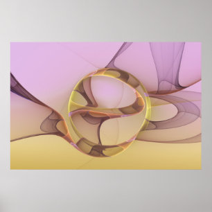 Abstract Motions Modern Pink Golden Fractal Art Poster