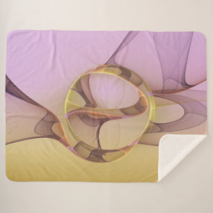 Abstract Motions Modern Pink Golden Fractal Art Sherpa Blanket