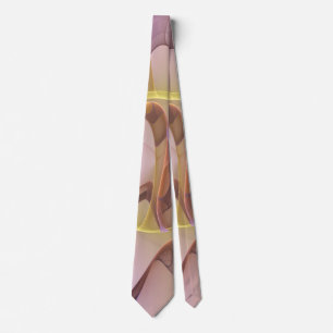 Abstract Motions Modern Pink Golden Fractal Art Tie