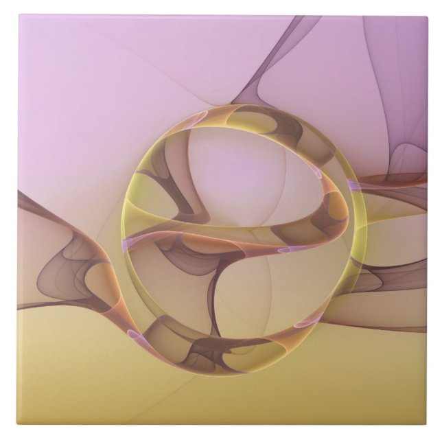 Abstract Motions Modern Pink Golden Fractal Art Tile (Front)