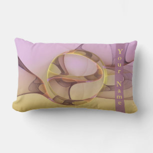 Abstract Motions Modern Pink Golden Fractal Name Lumbar Cushion
