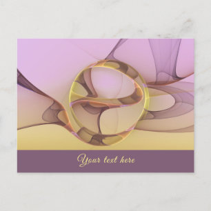 Abstract Motions Modern Pink Golden Fractal Text Postcard