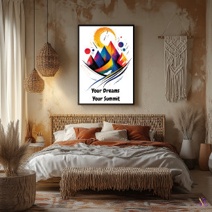 Abstract Motivational Minimalist Mountain Art  Poster