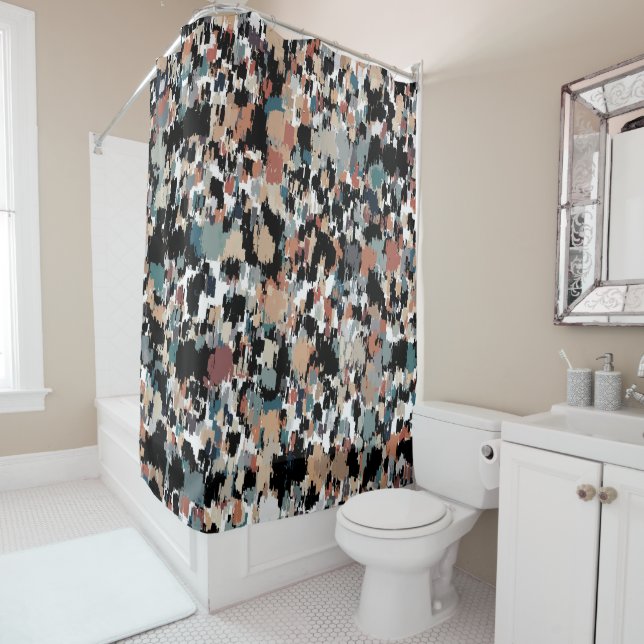 Abstract Mottled Camo Shower Curtain (In Situ)