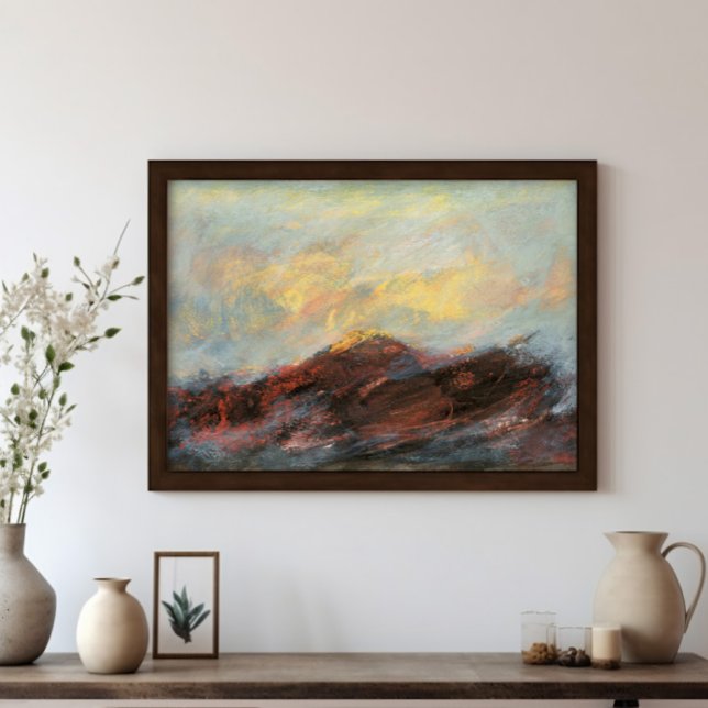 Abstract Mountain Landscape Art Painting Poster (Abstract Mountain Landscape Art Painting in black frame mock up.  Frame is for  illustration only.)