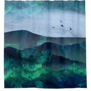 Abstract Mountain Landscape  Digital Art Shower Curtain
