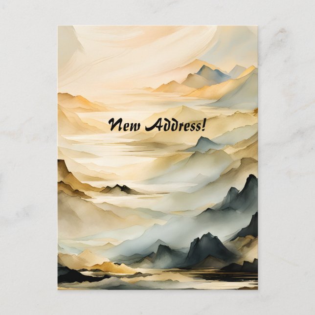 Abstract Mountain Landscape New Address Postcard (Front)